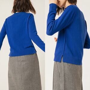 Frances Austen Cashmere Ribbed Crewneck Sweater - XS - Blue
